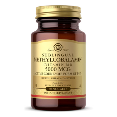 Vitamin B-12 5000mcg Methylcobalamin 30 Nuggets Solgar