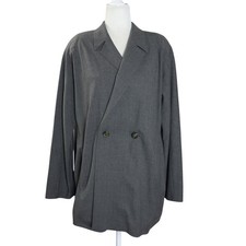 Vintage Escada Gray Virgin Wool Double-Breasted 80s 90s Power Blazer Eu 36 US 6