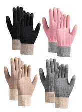 4 Pairs Winter Gloves for Women Touch Screen, Thermal Knit Warm Gloves with