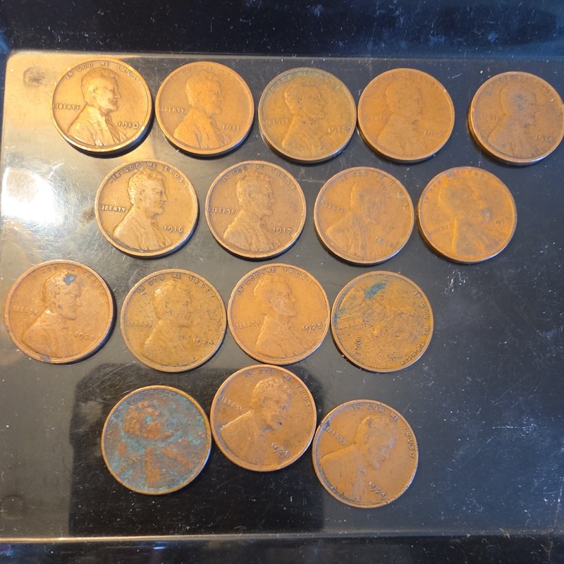 US Lincoln Wheat Small Cents Mixed Lot 1910-1929 Business Strike P Copper