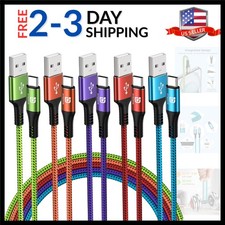 USB C Cable 5 Pack 10ft USB A to C Charger Fast Charging Nylon Braided for Sa...
