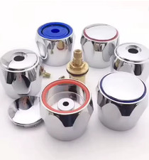 2PCS Hot & Cold Tap Head Covers Chrome Plated Faucet Handle Kitchen Bathroom