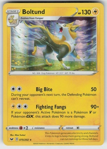 Holo Boltund (075) 075/202 Holo Rare SWSH01: Sword & Shield Base Set