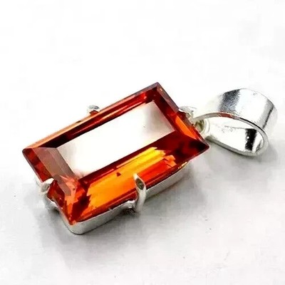 Natural Certified Orange Sapphire 33.58 Ct Loose Gemstone 925 Silver Pendant