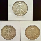 LOT of (3) 1941 Walking Liberty Half Dollars - Fine to AU condition - 90% silver