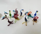 Vintage Murano Style Mini Glass Bird Figurines Lot Of 10