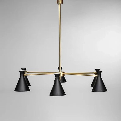 6- Arms Brass Chandelier Stilnovo Style Modern Ceiling Light Christmas Light