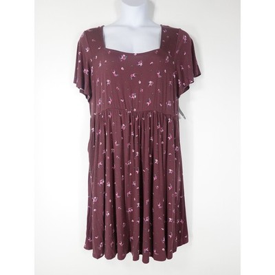 Torrid Dress Women 2 2X Purple Lilith Ditsy Floral Supersoft Flutter Skater NEW