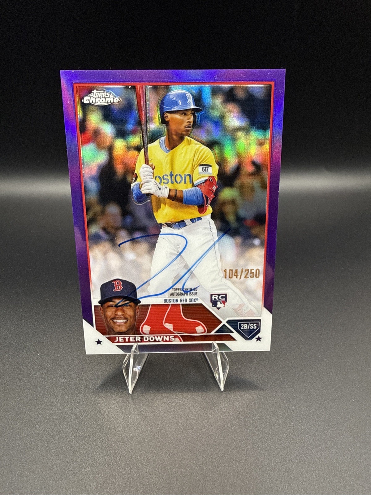 2023 Topps Chrome-Rookie Autographs Jeter Downs #RA-JDO Purple Refractor /250