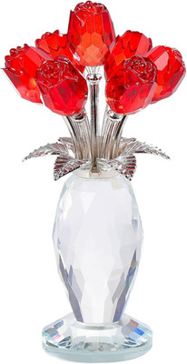 Red Rose Crystal Flower Glass Roses Bouquet Gifts for Women Wife Mom Collectible