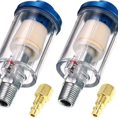Water Oil Separator Filter, 1/4'' NPT Male and Female Thread Spray Gun Blue