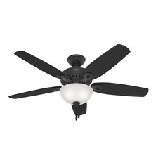 Hunter 52 inch Indoor Ceiling Fan with LED Light - Black Ceiling Fan with Pul...