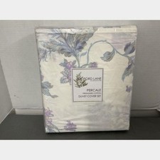 Jardin De Rose Lavender Floral Print Percale Duvet Set Full/Queen