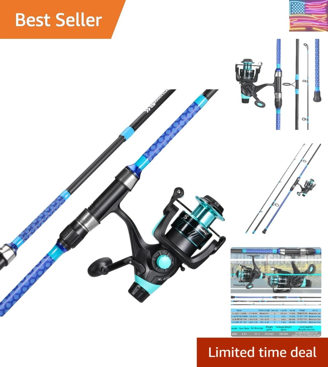 Spinning Combo Fishing Rod & Reel Combos 4.7: 1 Gear Ratio for sale | eBay
