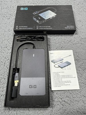 GiQ USB 3.0 Docking Station 2K Triple Display HDMI VGA LAN Gray SD Card