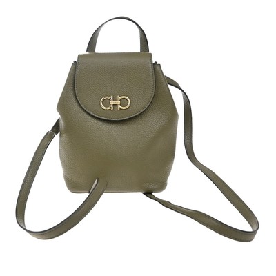 Salvatore Ferragamo Khaki Leather Backpack Backpack (M) - Women | Ferragamo main image 4