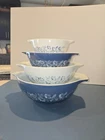 Vintage Pyrex Cinderella Mixing Bowls, Colonial Mist, Set of 4, (441-444)