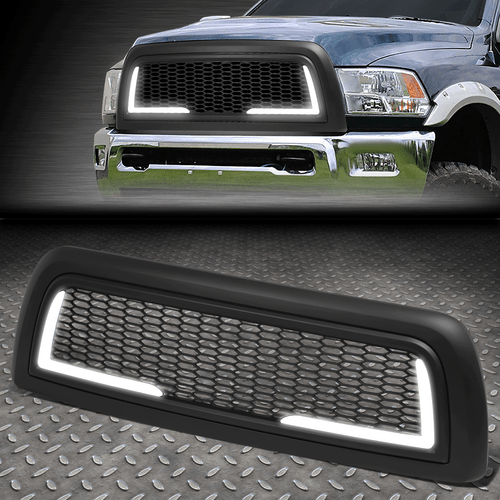 [HONEYCOMB MESH] FOR 10-18 RAM 2500 3500 MATTE FRONT BUMPER GRILLE W/ LED DRL - Picture 1 of 10