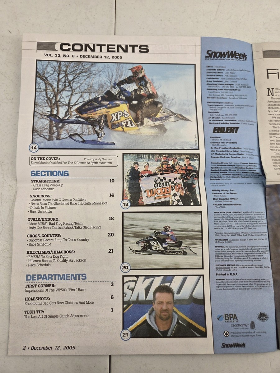 Snow Week Snowmobile Magazine December 12 2005 Snocross Steve