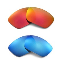 Walleva Two Pairs Polarized Lenses For Oakley Fuel Cell - Fire Red  Ice Blue