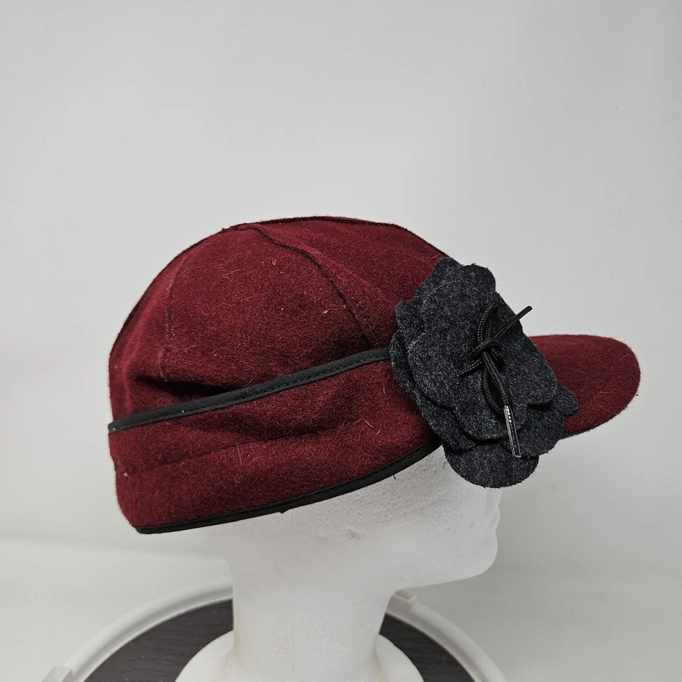 Gorra ajustada Stormy Kromer para mujer 7 3/8 gris borgoña pétalo empujador flor Foto 3 de 4
