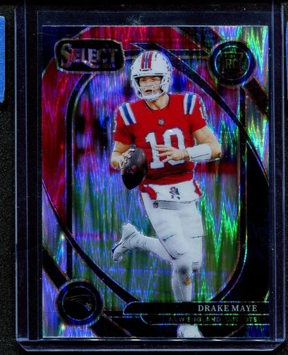 2024 Panini Select - Club Level Drake Maye #218 Red & Black Shock Prizm (RC)