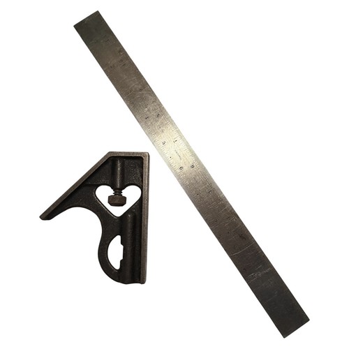 Goodell Pratt Co 12” No 4 Ruler Combination Square Center Head Level Protractor - Picture 6 of 14
