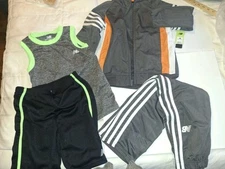  New Balance Boys Gray  Suit 4pc Set Size 5/6 Hoodie Pants Short Shirt New