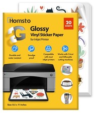 Vinyl Sticker Paper, Glossy Printable Sticker Paper for Inkjet Printer, Quick...