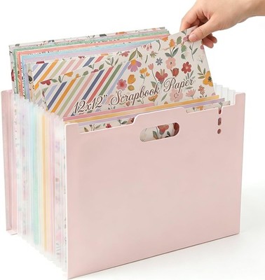 12x12 Scrapbook Paper Organizer 13 Pocket Pink