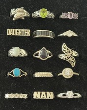 Sterling Silver 925 Jewellery Ring Bundle Joblot - 15 Rings - 41g - Beautiful 