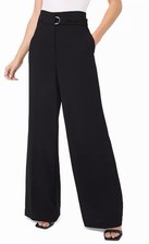 CeCe Women's Belted High Rise Wide-Leg Trousers Rich Black Size 18W