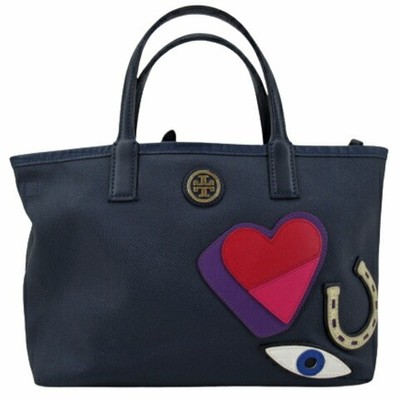 TORY BURCH Kerrington Leather Patch Applique 2-Way Shoulder Tote Bag Crossbody D