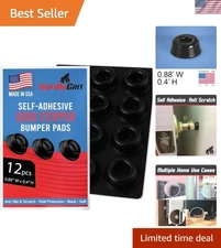 Shock Absorption Rubber Bumpers - 12 Pack Black Wall Protectors for Furniture