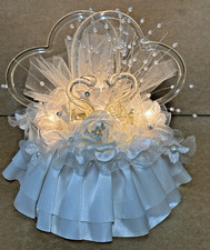 Vintage Battery-operated Lighted Glass Swan Wedding Cake Topper W Double Hearts Vintage Battery-operated Lighted Glass Swan Wedding Cake Topper W Double Hearts