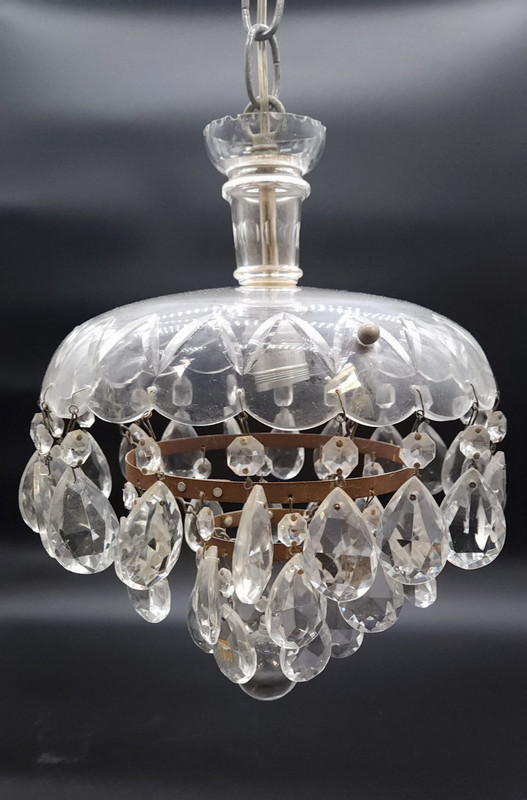 Vintage 3-tiered Crystal 38 ct. Tear Drop Pendant Waterfall Chandelier