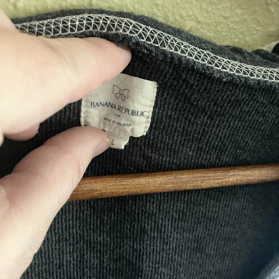 Suéter Banana Republic Mujer Grande Gris Pullover Sudadera con Capucha Mezcla de Algodón Foto 2 de 3