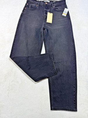 NWT Scotch & Soda The Current Highest Rise Barrel Jeans Black Faded Sz 29
