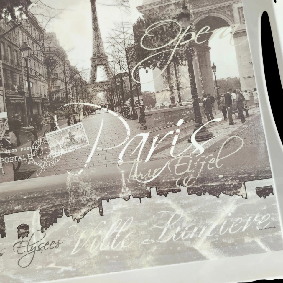 HOME ESSENTIALS AND BEYOND Melamine Serving Tray W/ Handles Vintage Paris Large - Image 4 of 4