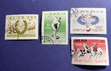 4 Liberia Olympic Stamps - 1956 - Precanceled - MLH