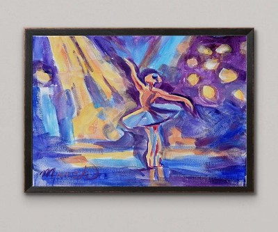 Original Bold 11x14 Impressionist Ballerina Painting Acrylic Canvas Signed Decor