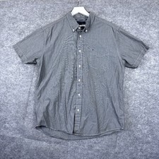 Tommy Hilfiger Shirt Mens XL Black White Striped Button Up Short Sleeve Pocket