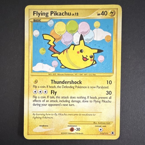 Pokemon Flying Pikachu Card Rising Rivals 113/111 Secret Rare Holo