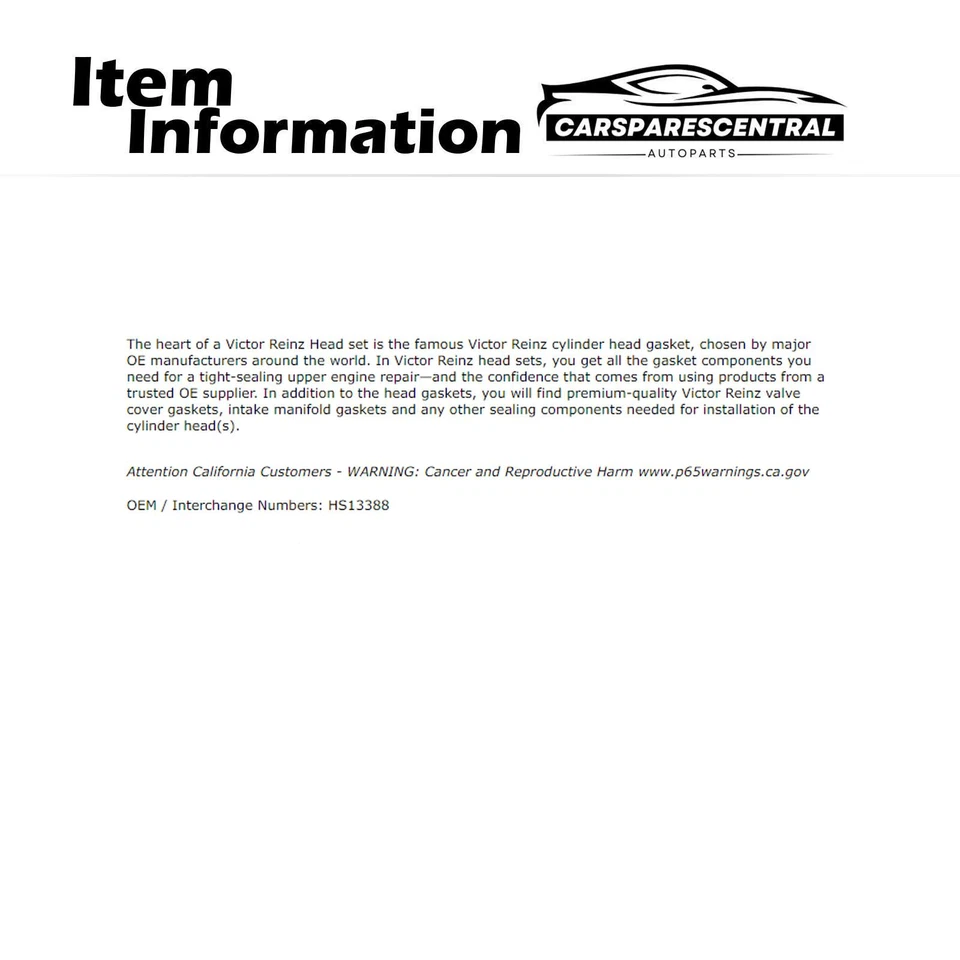 Juego de juntas de culata de motor para Ford F59 1988-1994 Foto 3 de 4