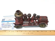 Vintage AC Williams Cast Large Iron Pumper Fire Truck W/Driver Stamped Numbered