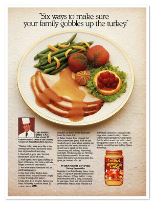 Heinz Turkey Gravy Chef Byron Bardy Vintage 1986 Full-Page Print Magazine Ad