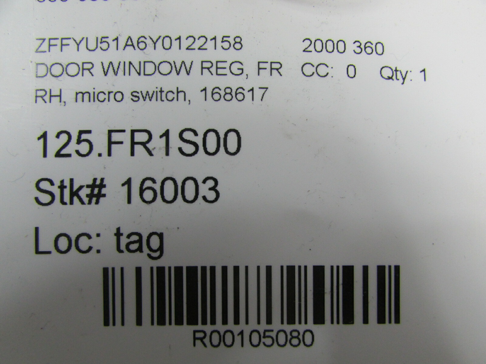Ferrari 360, RH, Right Micro Switch, Used, P/N 168617