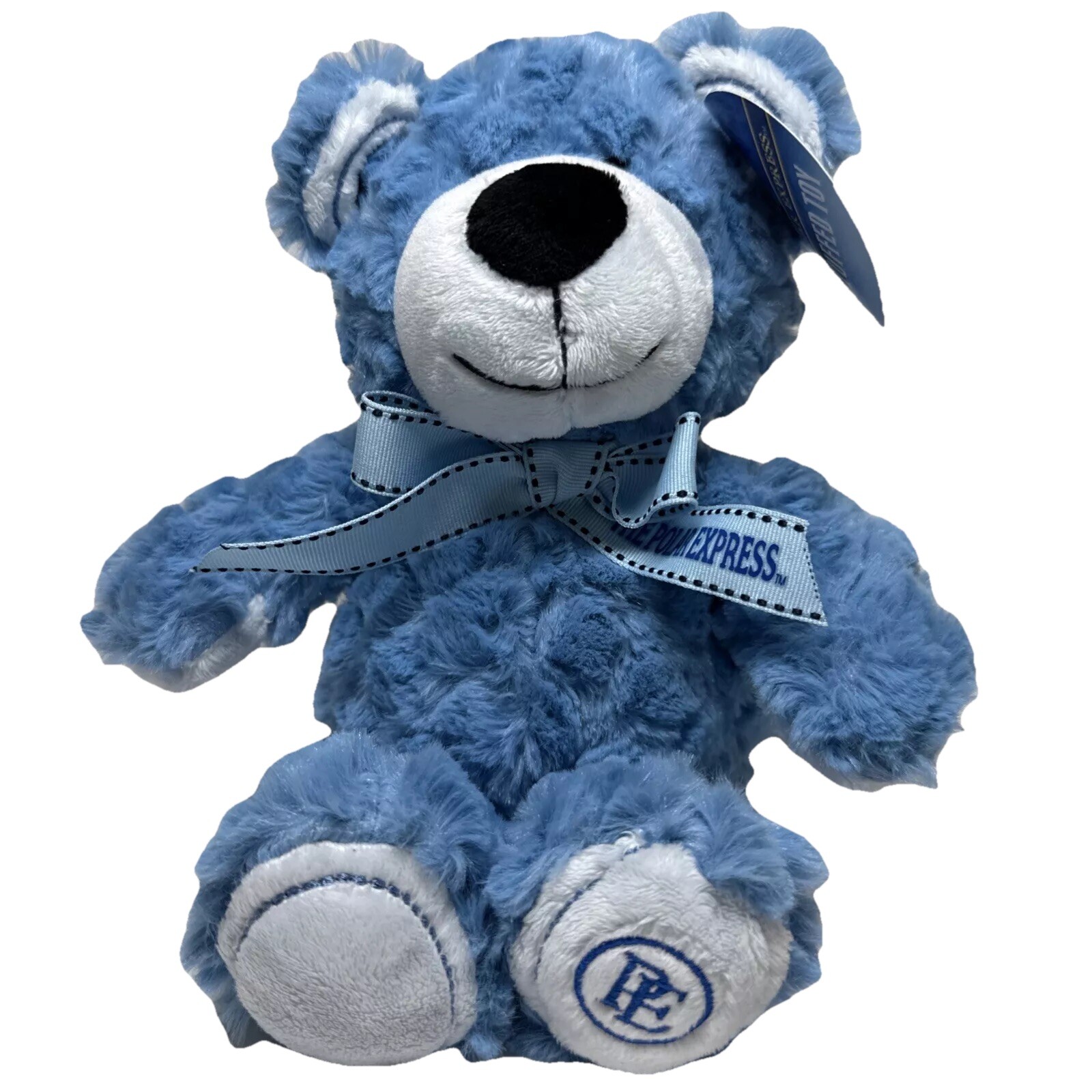 Polar Express Blue Teddy Bear 12 Inch Plush Stuffed Animal with Bow