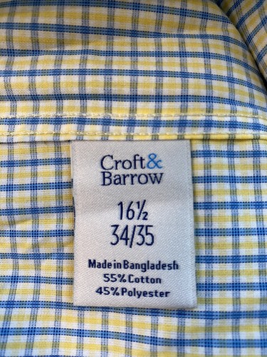 Croft & Barrow Easy Care Classic Fit Long Sleeve Dress Shirt Size 16.5 35/35 New - Picture 10 of 13