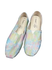 Toms Womens Tie-Dye Slip-On Shoes W8 Earthwise Canvas Eco-Friendly